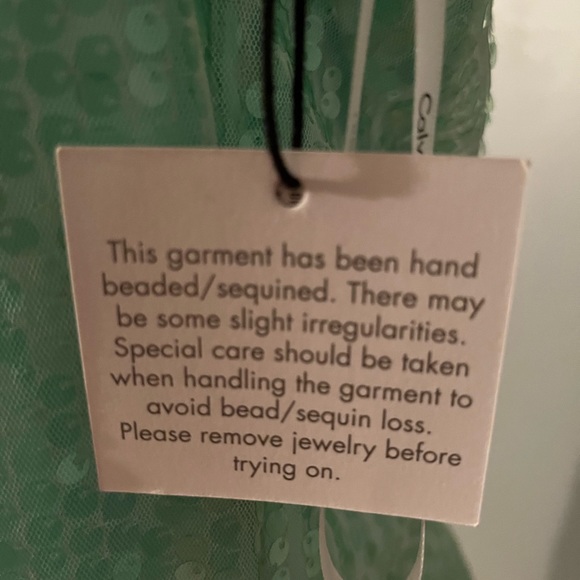 CALVIN KLEIN Mint Green Outfit Size 8 Petite Medium, Sequinned by hand - Picture 8 of 9